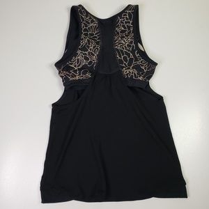 Athleta Fit Team Tank Top Cut Out Mesh Black Gold Women's Size XS